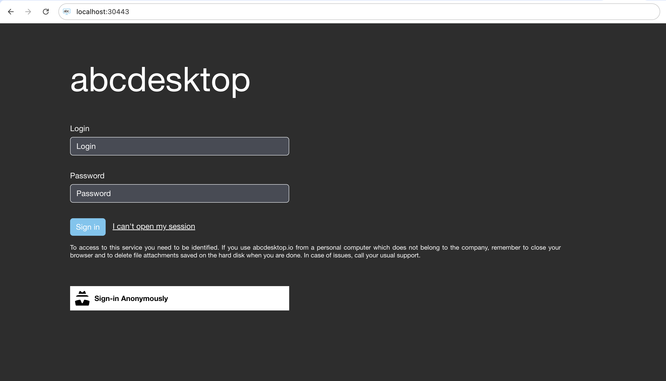 login to create a desktop