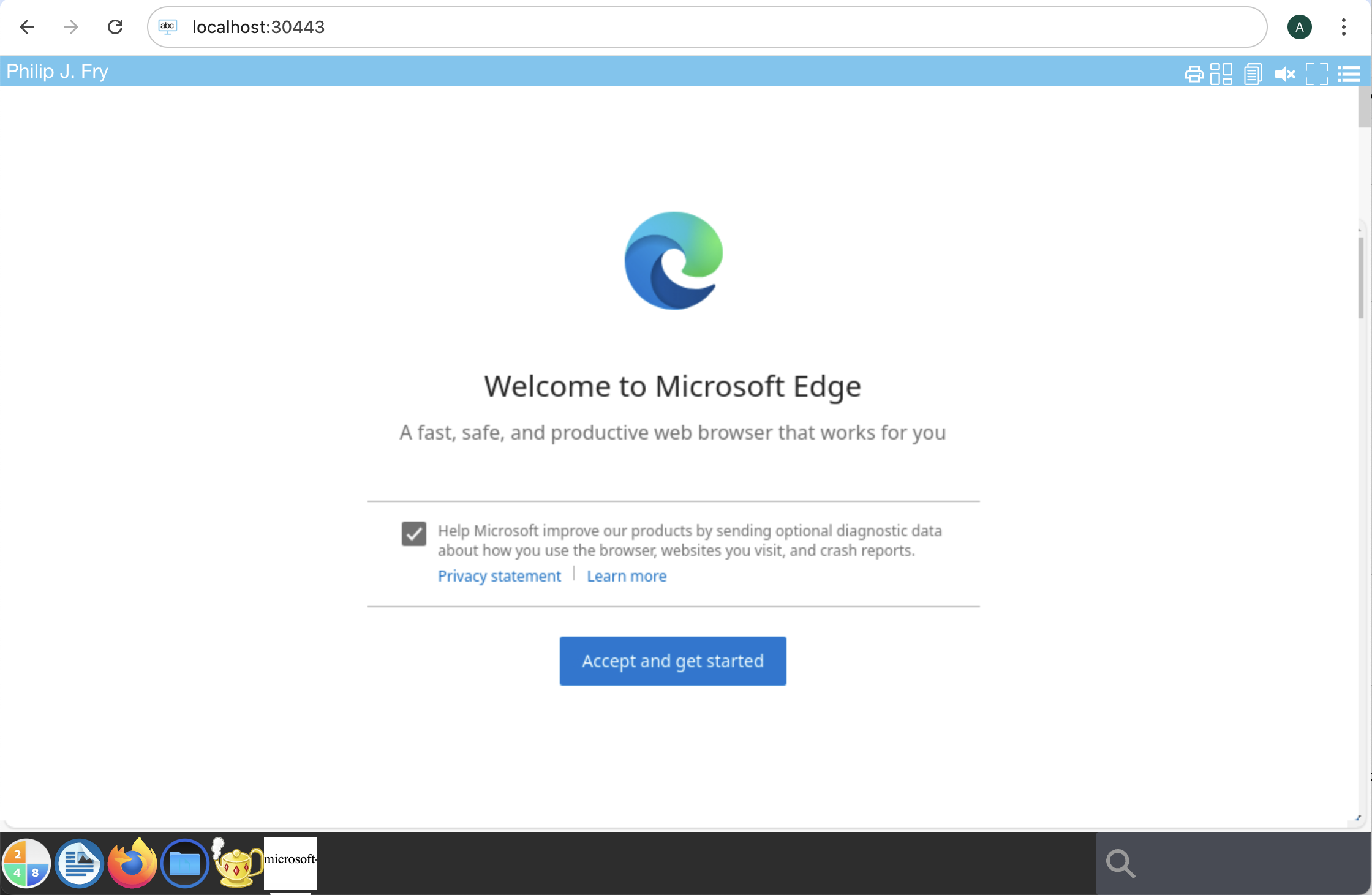 Start the new application microsoft-edge