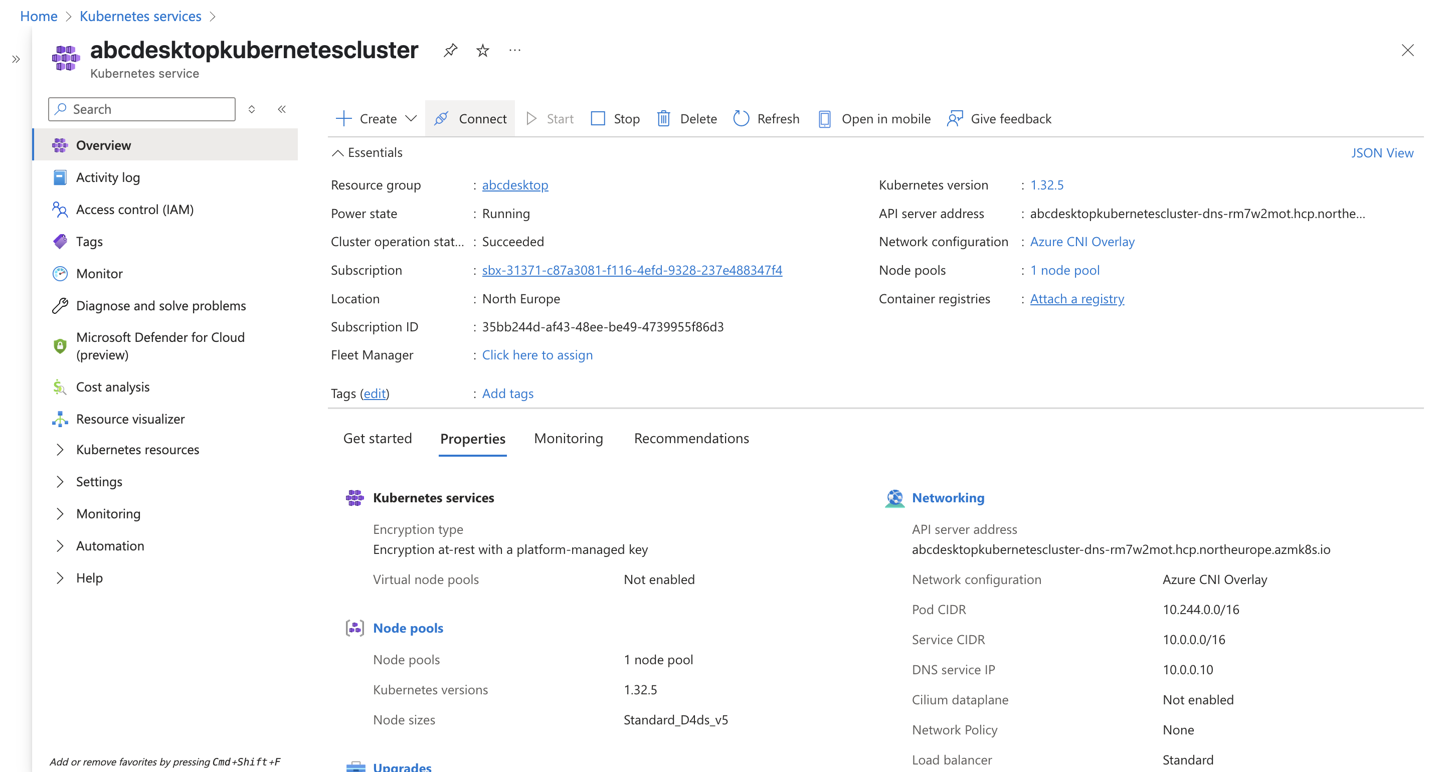 azure console overview